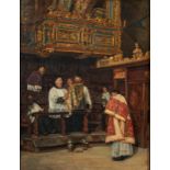 Spanish School (19th Century) Late for Mass (framed 71.5 x 62.0 x 8.0 cm (28 1/8 x 24 7/16 x 3 3...