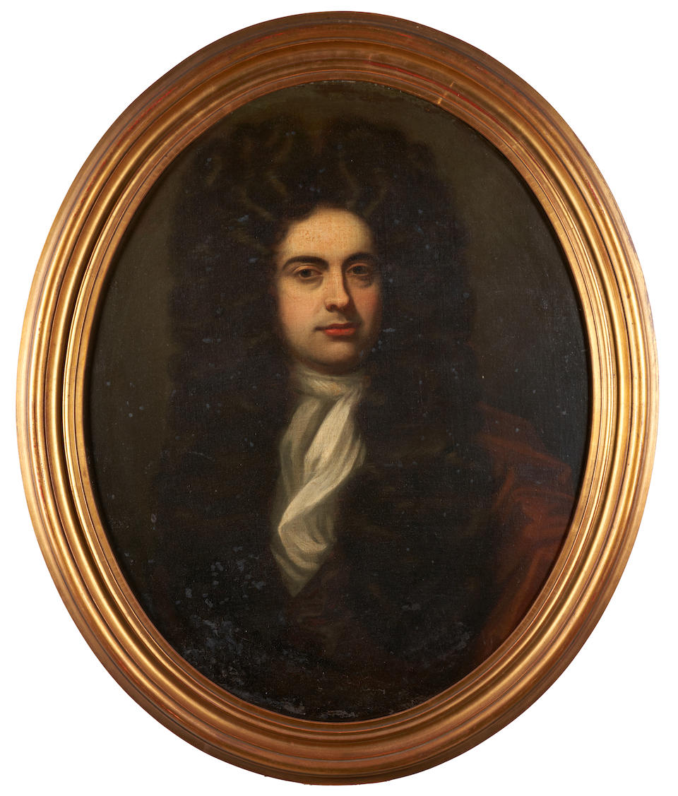 Circle of Sir Peter Lely (British, 1618-1680) Portrait of John Somers Wearing a Large Wig and Br...