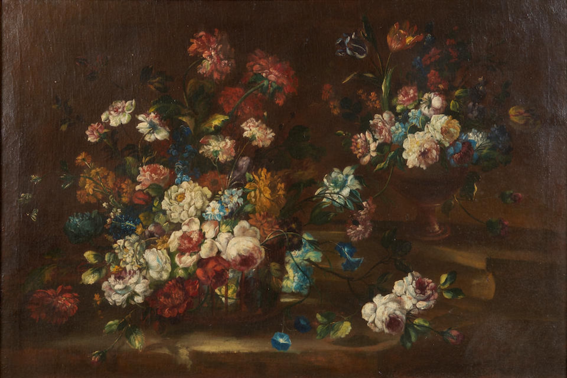 Dutch School (18th/19th Century) Still Life with Flowers in a Basket (framed 93.0 x 128.0 x 5.0 ...