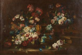 Dutch School (18th/19th Century) Still Life with Flowers in a Basket (framed 93.0 x 128.0 x 5.0 ...