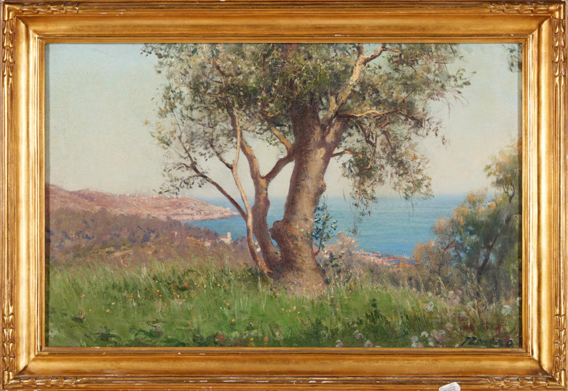 FAUSTO ZONARO (Italian, 1854-1929) Olivi sulle alture di San Remo (framed 47.0 x 67.5 x 3.8 cm (... - Bild 4 aus 4