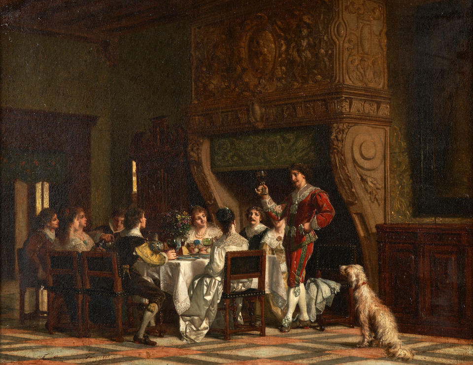 FRANZ MOORMANS (Dutch, 1832-1893) The Toast (framed 67.0 x 82.5 x 3.0 cm (26 3/8 x 32 1/2 x 1 3/...