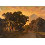 AXEL THORSEN SCHOVELIN (Danish, 1827-1893) Working the Fields at Twilight (framed 126.5 x 169.0 ...