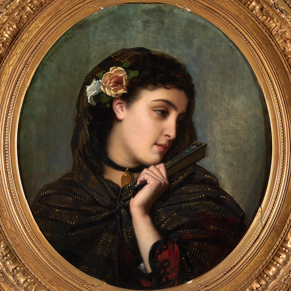 ALEXIS JOSEPH PERIGNON (French, 1806-1882) The Rose (oval frame 89.0 x 83.0 x 10.5 cm (35 x 32 1...