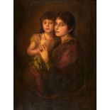 FRANZ SERAPH VON LENBACH (German, 1836-1904) Portrait of a Mother and Child Seated (framed 118.5...