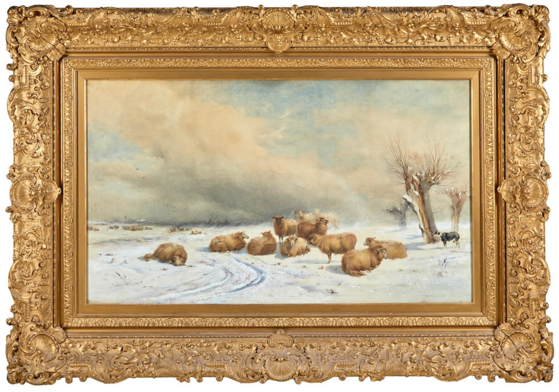 THOMAS FRANCIS WAINEWRIGHT (British, 1794-1883) Keeping Watch Over the Flock in Winter (framed 1... - Bild 2 aus 4