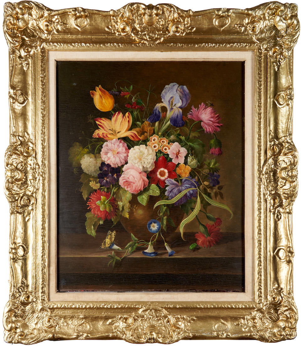 Dutch School (17th-Century Style) Floral Still Life with a Butterfly and Bee (framed 83.0 x 72.5... - Image 2 of 3