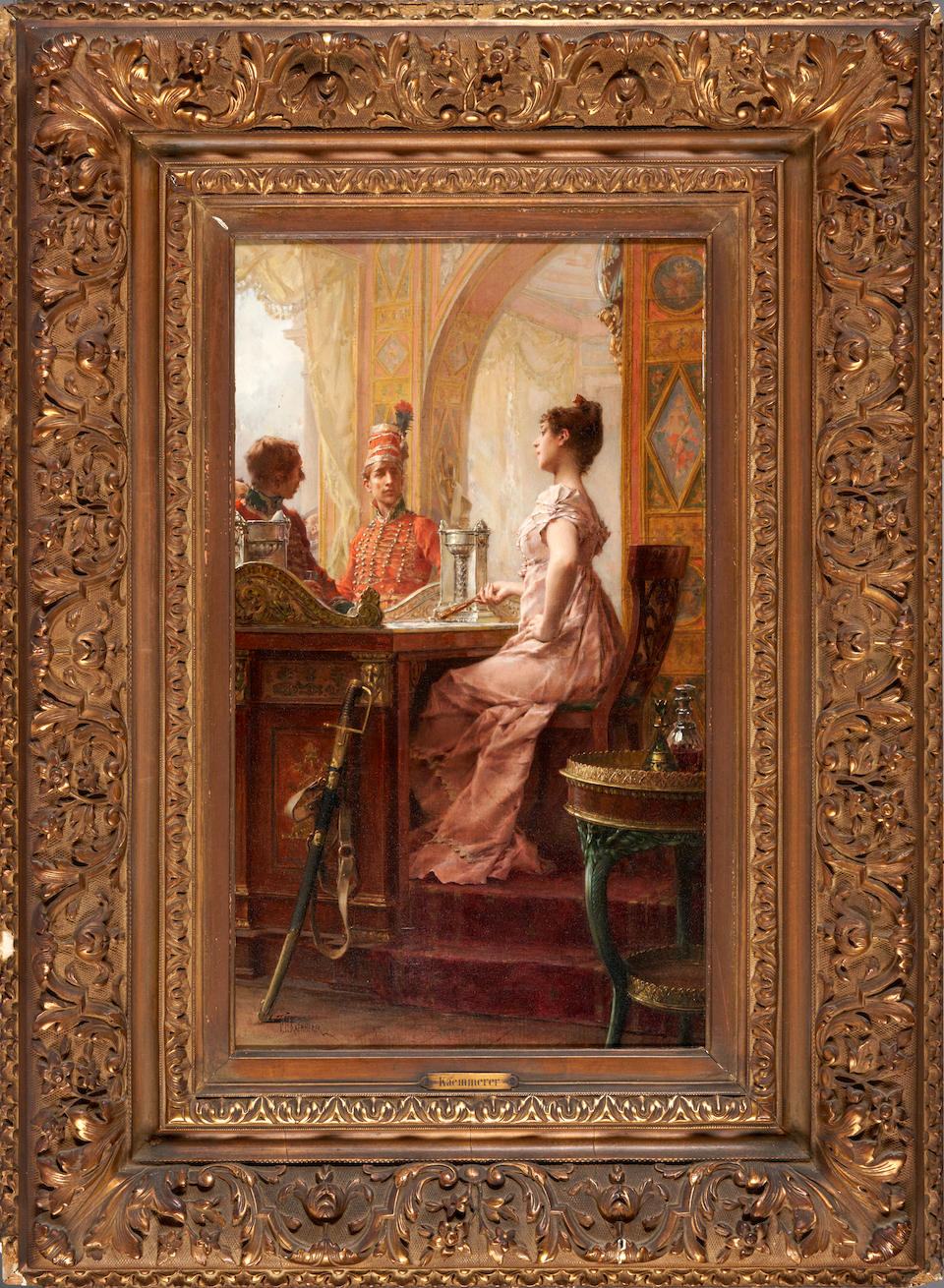 FREDERIK HENDRIK KAEMMERER (Dutch, 1839-1902) The Lady's Opinion Considered (framed 93.5 x 69.0 ... - Image 4 of 4