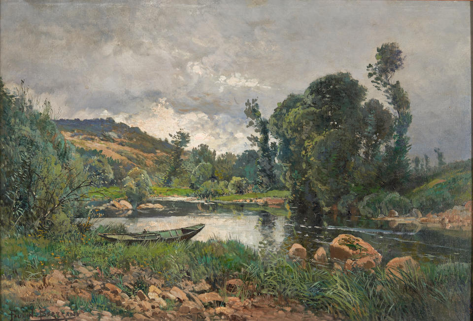 PAULIN ANDRE BERTRAND (French, 1852-1940) Bord de Nièvre (framed 66.0 x 89.0 x 6.0 cm (26 x...