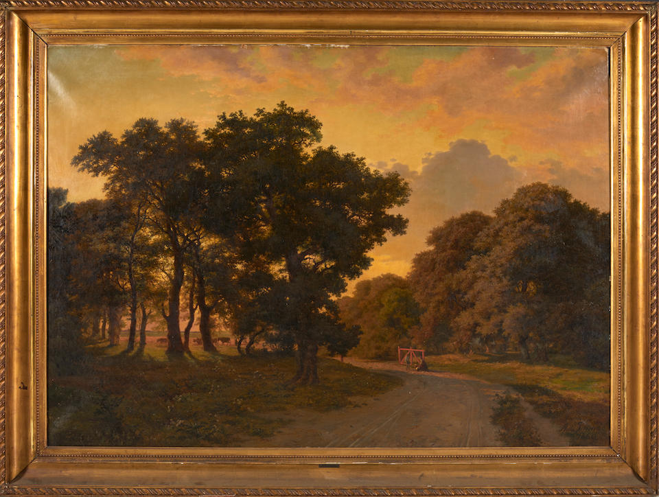 AXEL THORSEN SCHOVELIN (Danish, 1827-1893) Working the Fields at Twilight (framed 126.5 x 169.0 ... - Image 2 of 4