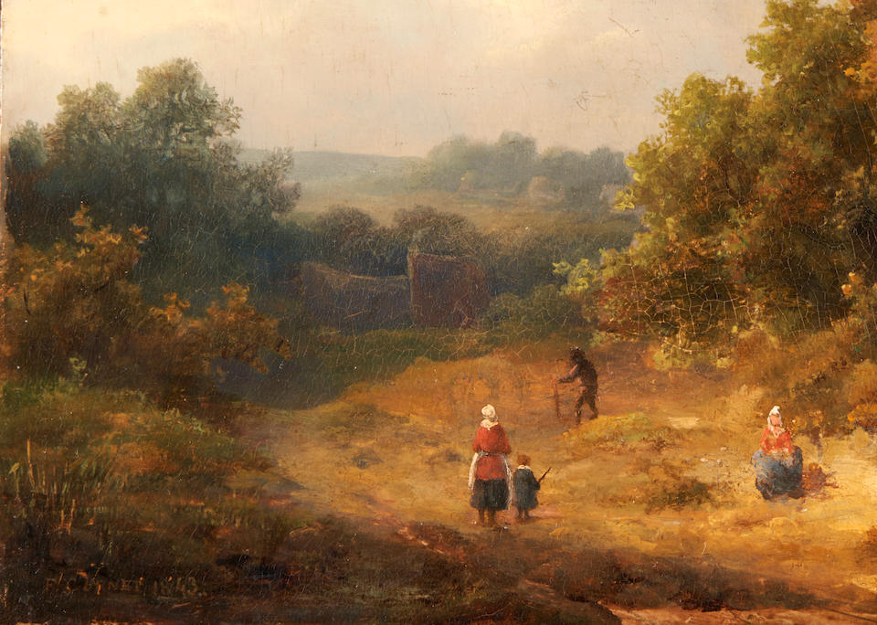 French School (19th Century) Peasants on a Country Path (framed 52.5 x 57.5 x 7.0 cm (20 1/4 x ... - Bild 3 aus 4