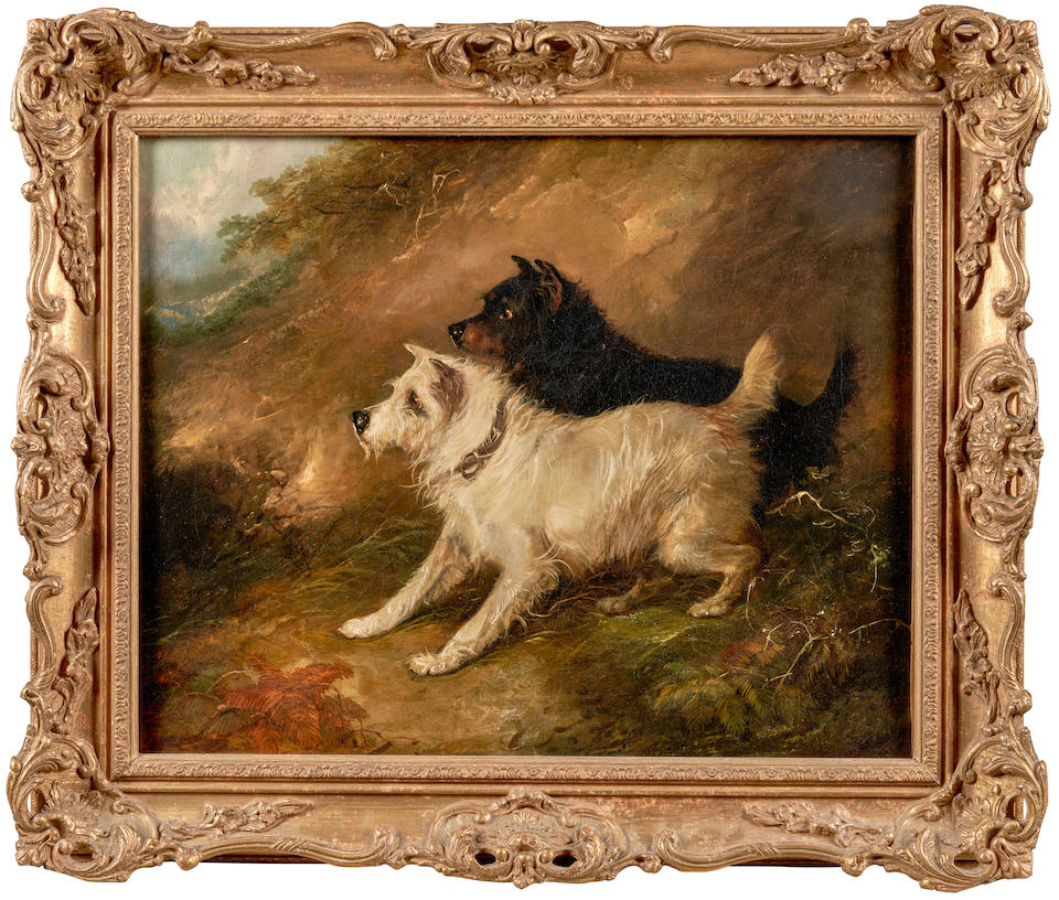 GEORGE SMITH ARMFIELD (British, 1810-1893) Two Terriers on the Alert (framed 56.0 x 66.0 x 6.5 c... - Image 2 of 3