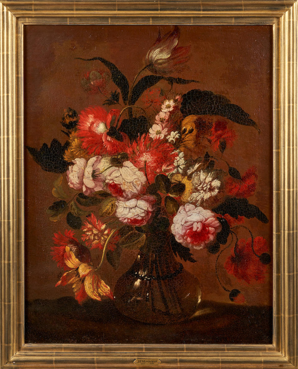 Follower of Jean-Baptiste Monnoyer (French, 1636-1699) A Floral Still Life with Peonies in a Gla... - Image 2 of 3