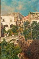 ANTONINO LETO (Italian, 1844-1913) A View of Capri with the Dome of Santo Stefanoe (framed 58.5 ...