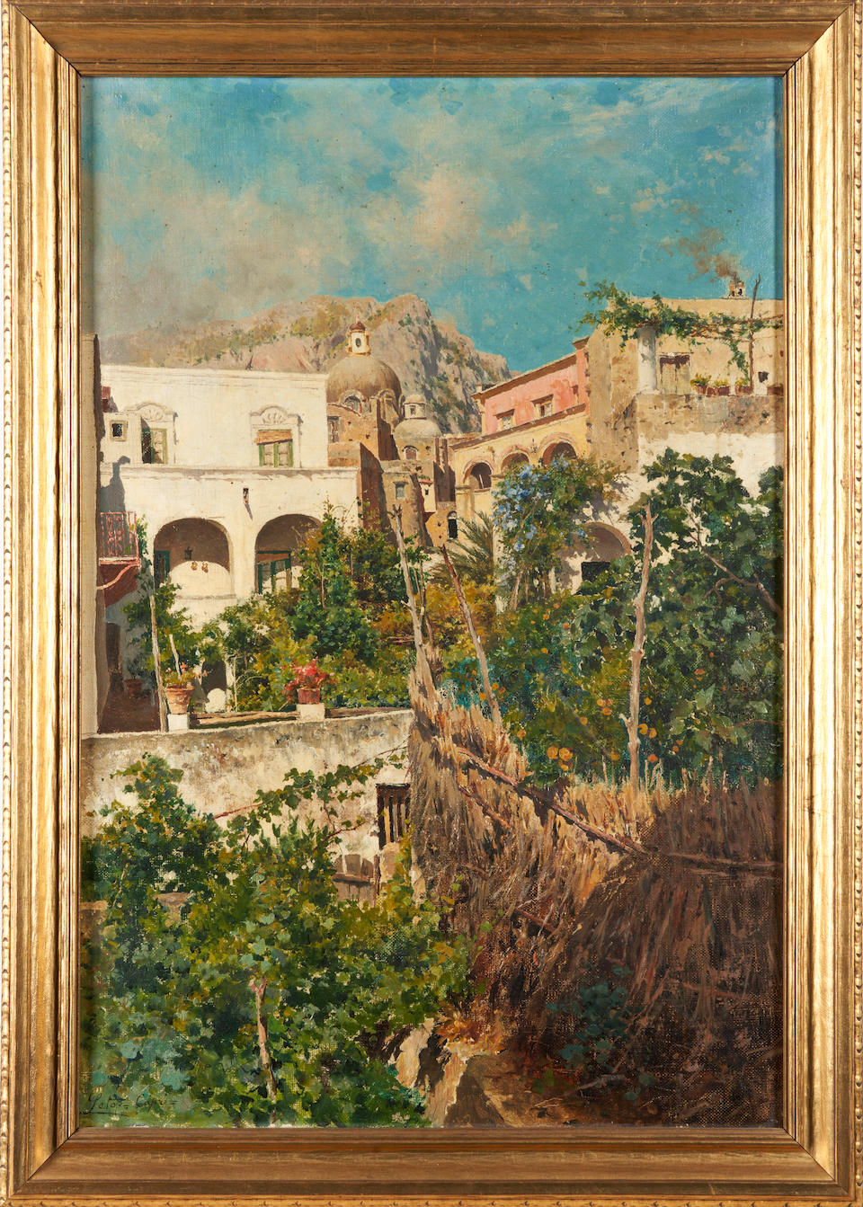 ANTONINO LETO (Italian, 1844-1913) A View of Capri with the Dome of Santo Stefanoe (framed 58.5 ... - Image 2 of 4