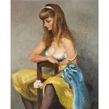 MARCEL DYF (French, 1899-1985) Jacqueline à la rose, 1960 (framed 95.0 x 82.0 x 7.0 cm (37 ...