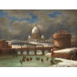 GERMAIN POSTELLE (French, 19th Century) Ice Skating on the Neva, St. Petersburg framed 91.0 x 11...