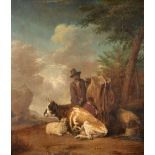 Follower of Paulus Potter (Dutch, 1625-1654), Dutch (19th Century) A Shepherd with Livestock and...