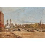 French School (19th Century) Pont de l'Alma, Paris (framed 47.0 x 60.0 x 6.5 cm (18 1/2 x 23 5/...