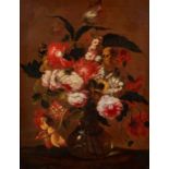 Follower of Jean-Baptiste Monnoyer (French, 1636-1699) A Floral Still Life with Peonies in a Gla...