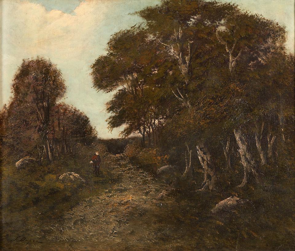 JULES DUPRÉ (French, 1811-1889) Le chemin forestier animé (framed 51.5 x 70.7 x 5.0 cm...