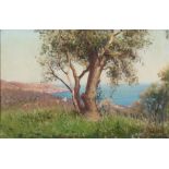 FAUSTO ZONARO (Italian, 1854-1929) Olivi sulle alture di San Remo (framed 47.0 x 67.5 x 3.8 cm (...