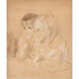 FRANZ SERAPH VON LENBACH (German, 1836-1904) A Portrait of Two Young Children (unframed)