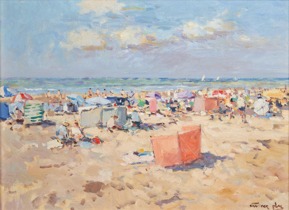 NIEK VAN DER PLAS (Dutch, born 1954) A Sunny Day at the Beach (framed 48.0 x 58.0 x 6.0 cm (18 7...