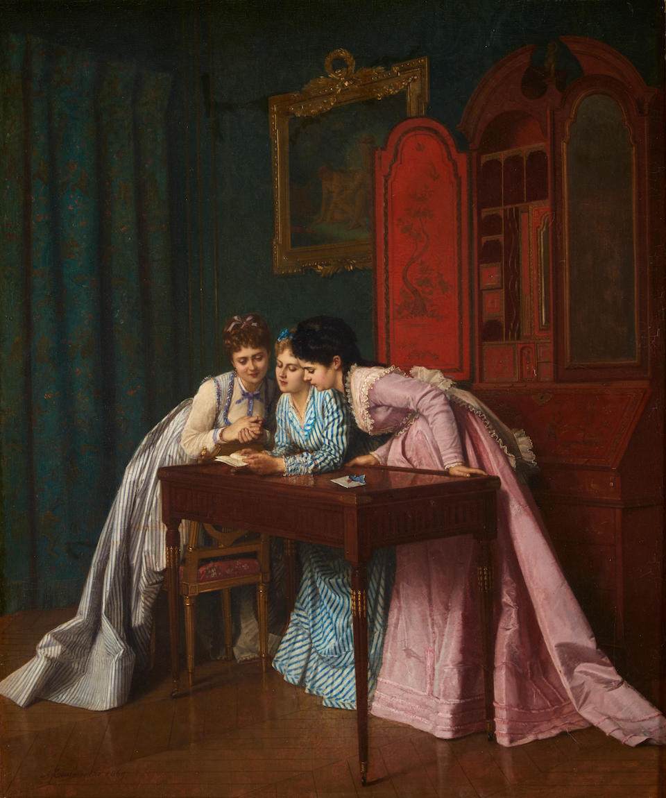 AUGUSTE TOULMOUCHE (French, 1829-1890) A Long-Awaited Letter (framed 98.0 x 88.0 x 10.0 cm (38 5...