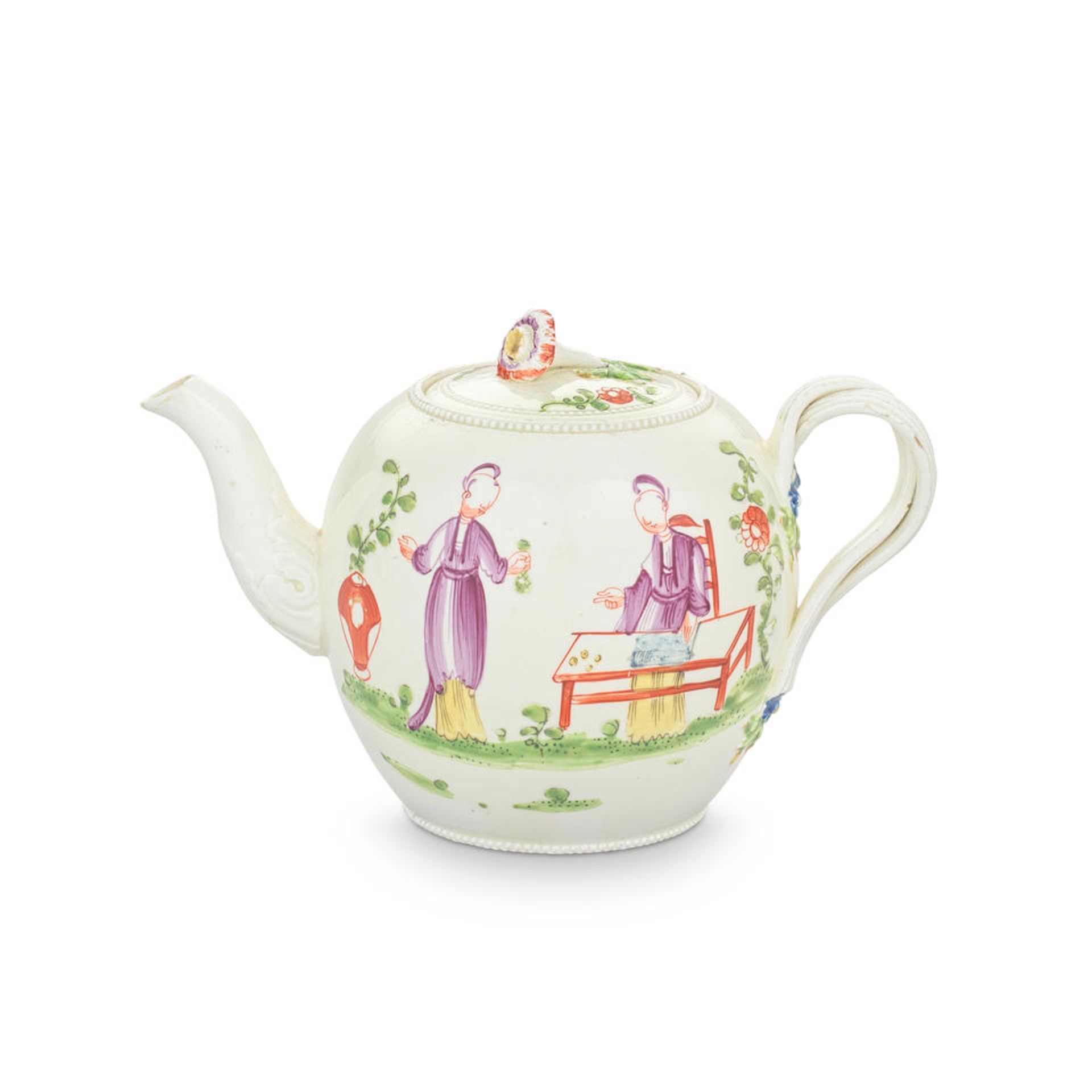 A small creamware teapot and cover, circa 1775