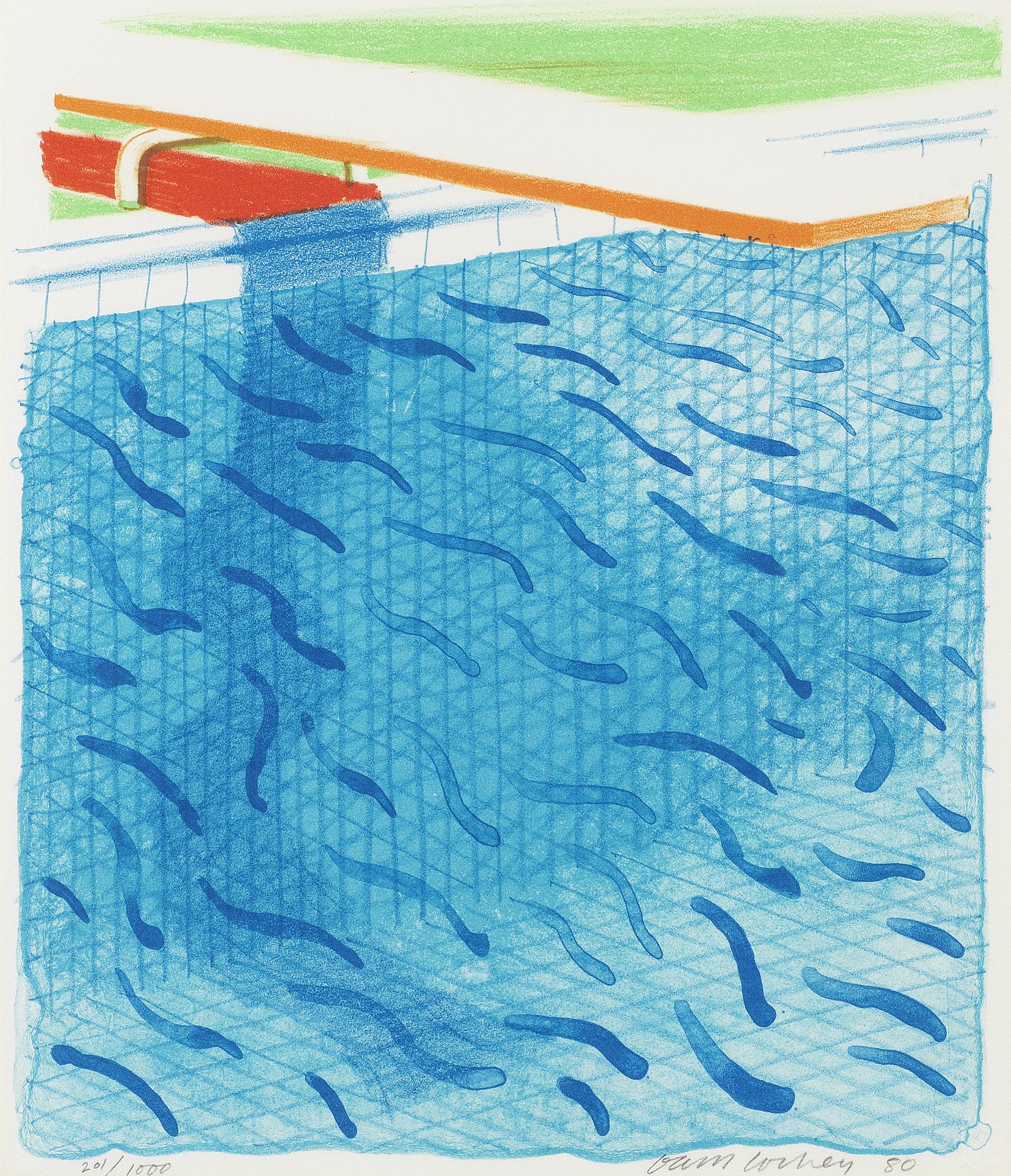 David Hockney R.A. (British, born 1937) Pool Made with Paper and Blue Ink for Book Lithograph in...