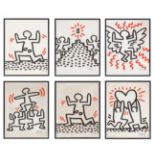 Keith Haring (American, 1958-1990) The Bayer Suite Six offset lithographs in colours, 1982, on t...