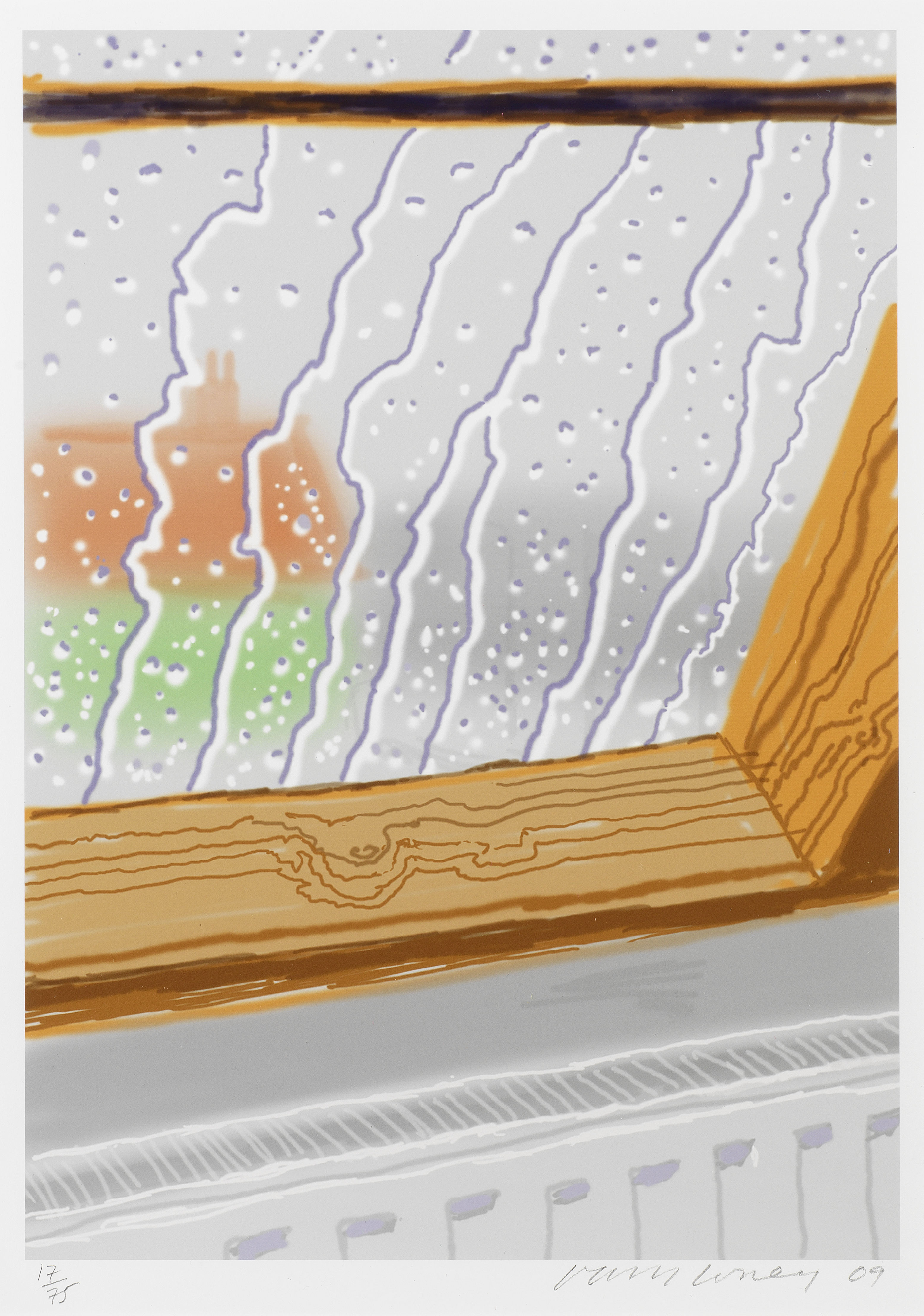 David Hockney R.A. (British, born 1937) Rain on the Studio Window iPad drawing in colours, 2009,...