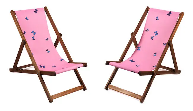Damien Hirst (British, born 1965) Deck Chairs (Pink Butterflies) Two deck chair multiples, 2007,...