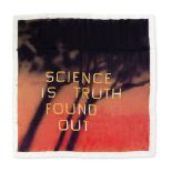 Ed Ruscha (American, born 1937) Science Is Truth Found Out (Red Scarf) Silk twill scarf in colou...