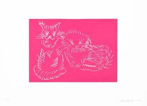 Ai Weiwei (Chinese, born 1957) Cats (Pink) Screenprint in pink, 2022, on Somerset Velvet wove pa...