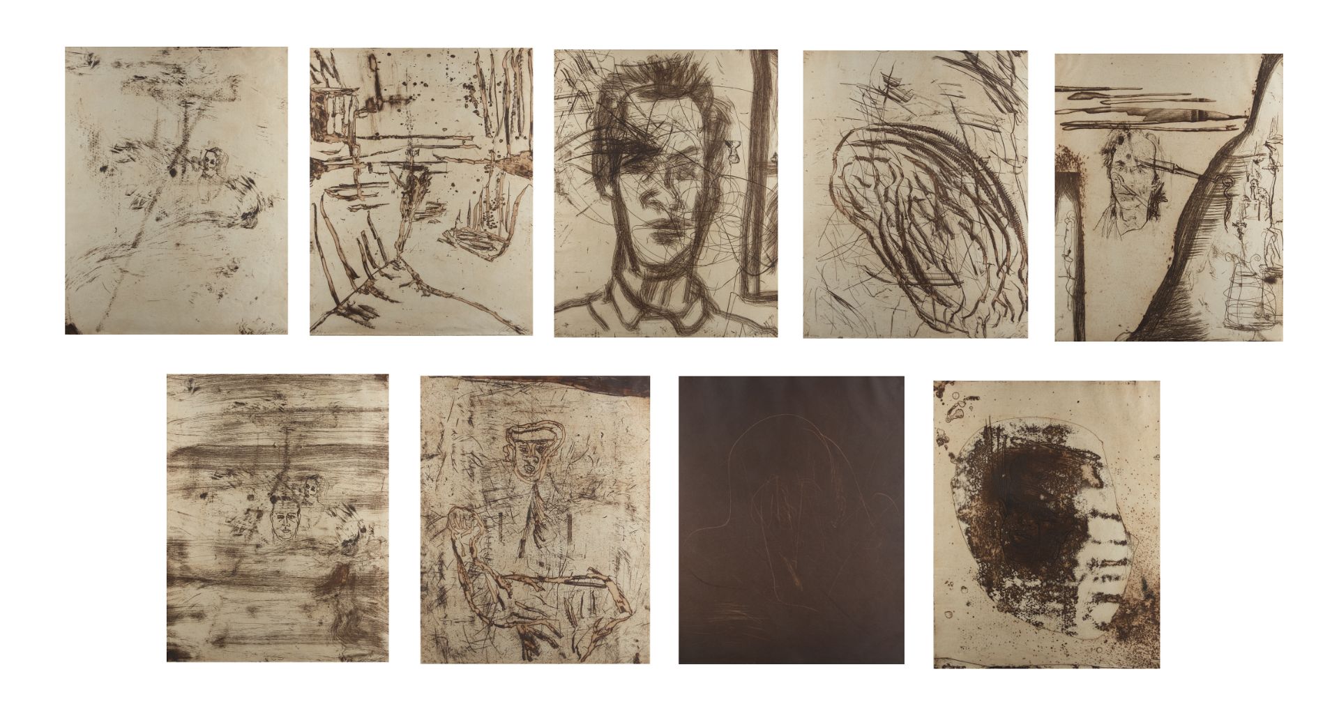 Julian Schnabel (American, born 1951) Tod, Cage Without Bars The complete set of nine etching wi...