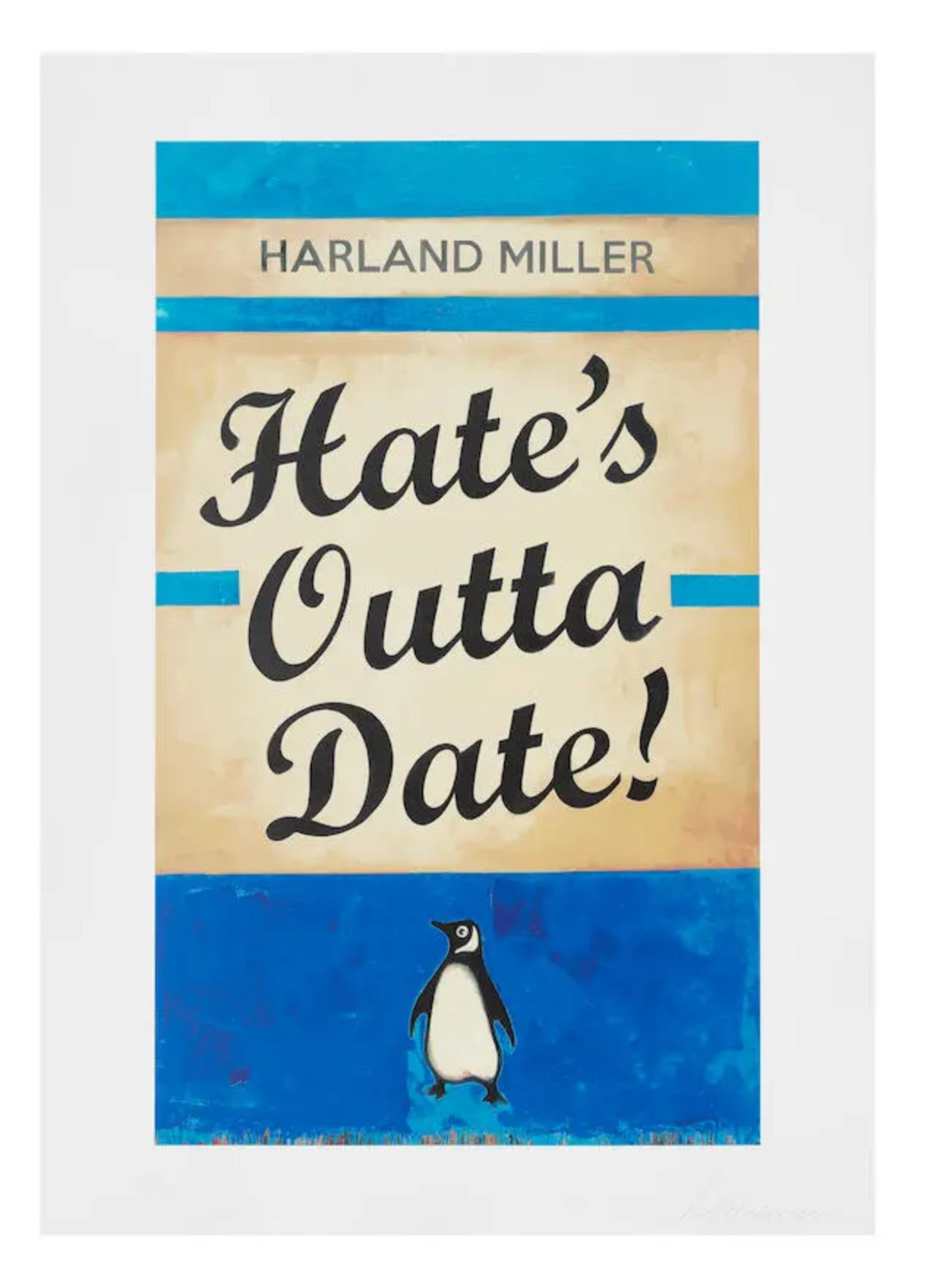 Harland Miller (British, born 1964) Hate's Outta Date (Blue) Screenprint in colours, 2022, on wo...