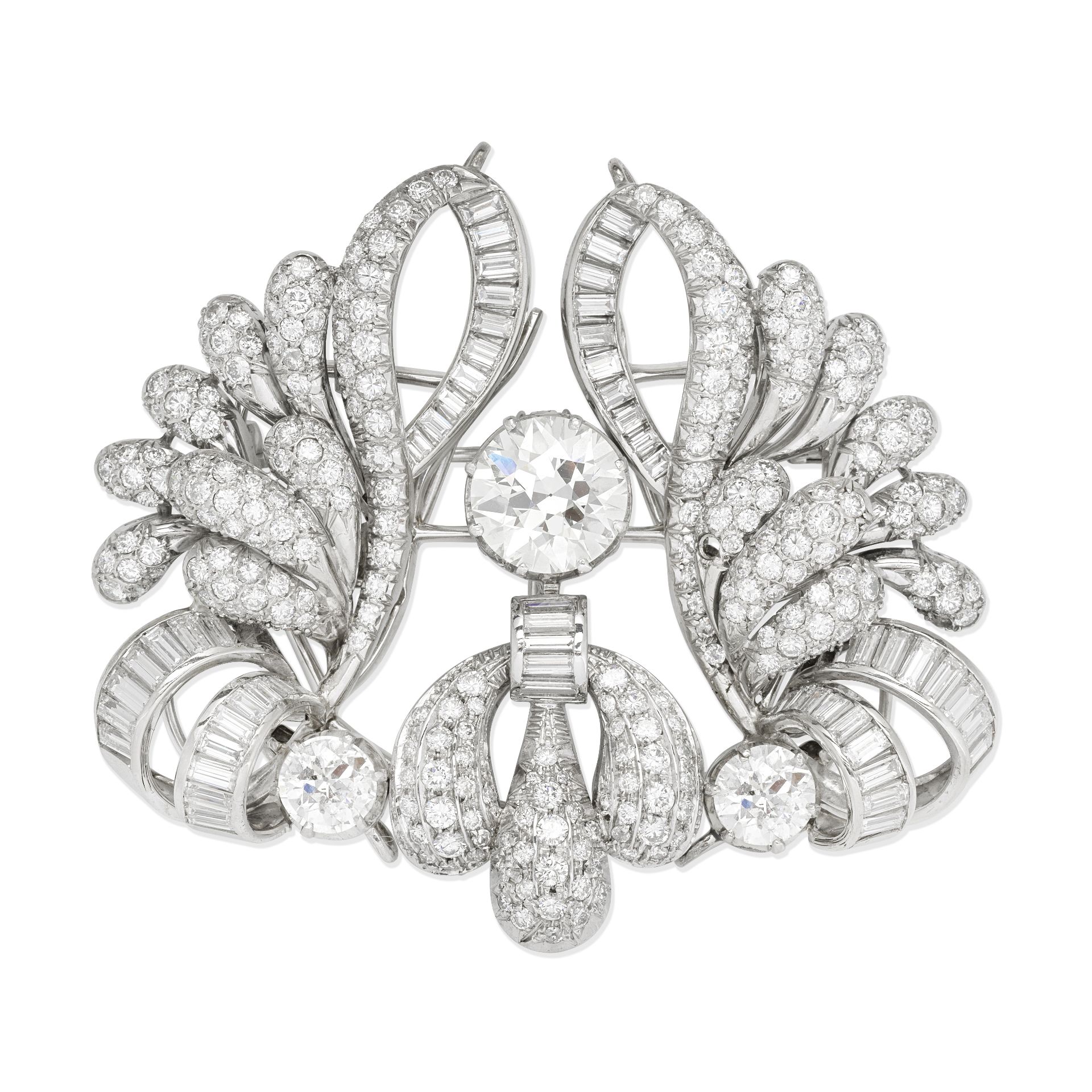 DIAMOND DOUBLE-CLIP BROOCH,