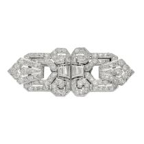 ART DECO DIAMOND DOUBLE-CLIP BROOCH,