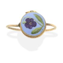 ENAMEL NAPOLEONIC PANSY AND EMPEROR NAPOLEON COIN RING,