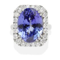 TANZANITE AND DIAMOND RING