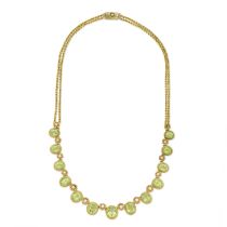 PERIDOT AND SEED PEARL NECKLACE,