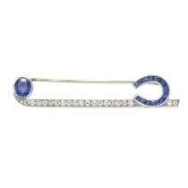 SAPPHIRE AND DIAMOND BROOCH