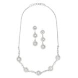 DIAMOND CLUSTER NECKLACE AND EARRING SUITE (2)