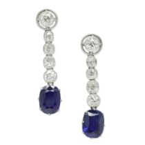SAPPHIRE AND DIAMOND PENDENT EARRINGS