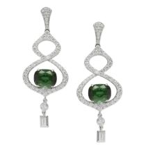 BOODLES: TOURMALINE AND DIAMOND PENDENT EARRINGS