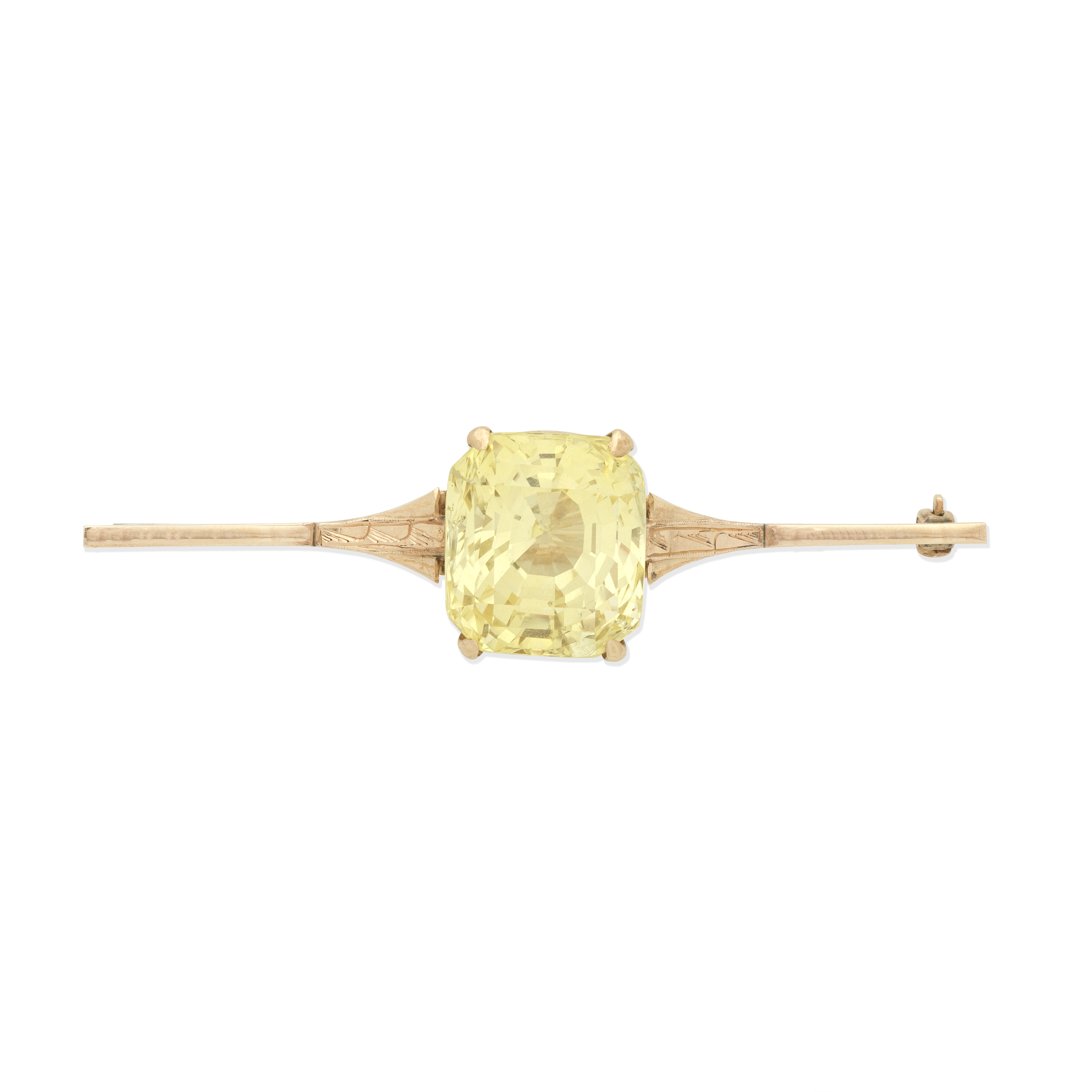 YELLOW SAPPHIRE BAR BROOCH