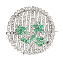 BELLE &#201;POQUE EMERALD AND DIAMOND BROOCH,