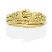 GOLD FEDE GIMMEL RING,